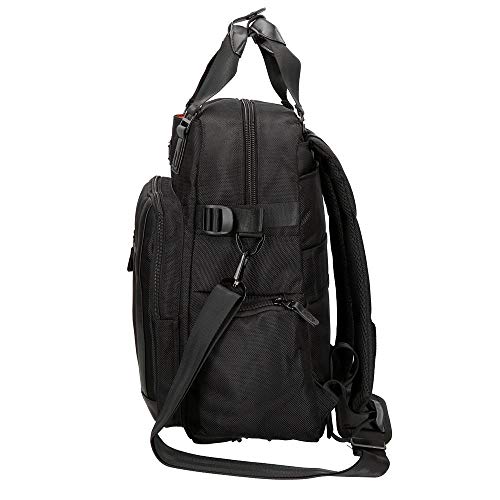 Pepe Jeans Allblack Mochila Adaptable con bandolera para Portátil 13,3" Negro 28x41x16 cms Poliéster 18.37L