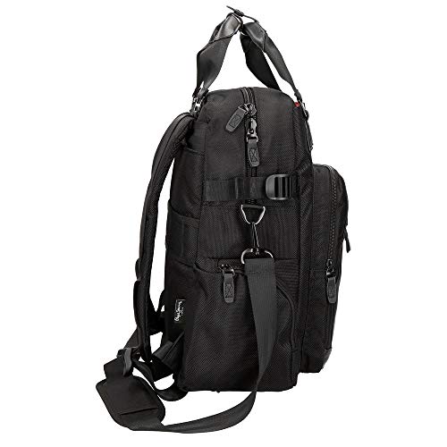 Pepe Jeans Allblack Mochila Adaptable con bandolera para Portátil 13,3" Negro 28x41x16 cms Poliéster 18.37L