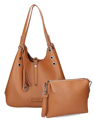 Pepe Jeans Angelica Bolso Hobo Marrón 34x28x16 cms Piel Sintética