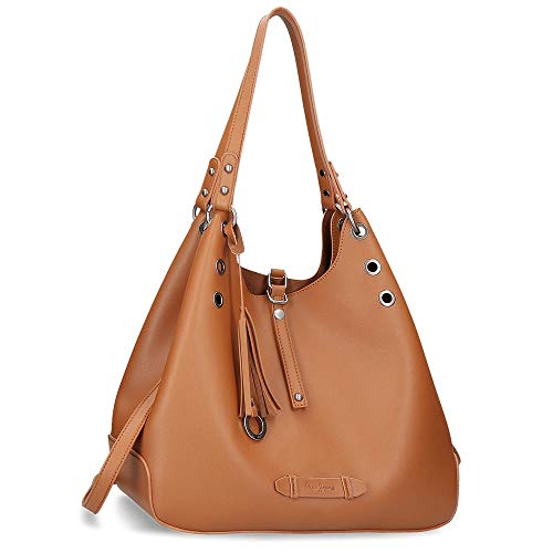 Pepe Jeans Angelica Bolso Hobo Marrón 34x28x16 cms Piel Sintética