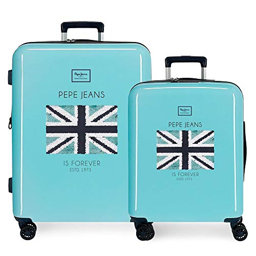 Pepe Jeans Cuore Juego de Maletas Azul 55/69 cms Rígida ABS Cierre TSA 120L 4 Ruedas Dobles Equipaje de Mano Pepe Jeans Cuore Juego de Maletas Azul 55/69 cms Rígida ABS Cierre TSA 120L 4 Ruedas Dobles Equipaje de Mano