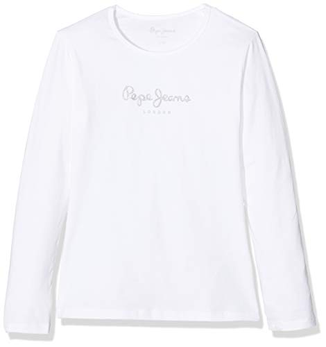 Pepe Jeans Hana Glitter L/S Camiseta, Blanco (White 800), 13-14 años para Niñas