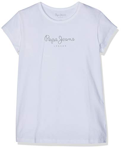 Pepe Jeans Hana Glitter S/S Camiseta, Blanco (White 800), 2 años (Talla del Fabricante: 2) para Niñas