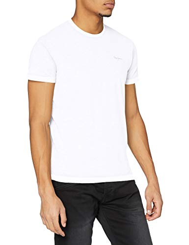 Pepe Jeans Original Basic S/S PM503835 Camiseta, Blanco (White 800), Large para Hombre Pepe Jeans Original Basic S/S PM503835 Camiseta, Blanco (White 800), Large para Hombre
