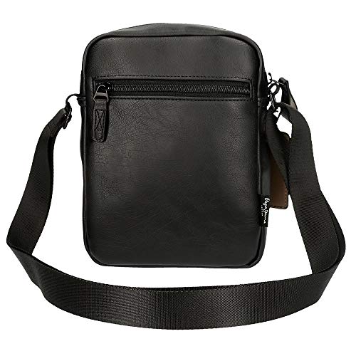 Pepe Jeans Vegan Bandolera Mediana Negro 17x22x6 cms Piel sintética