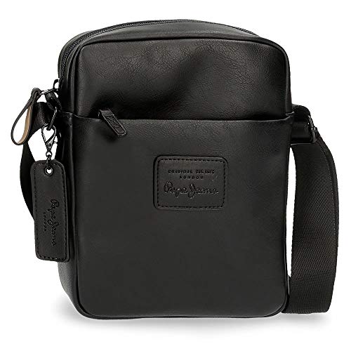 Pepe Jeans Vegan Bandolera Mediana Negro 17x22x6 cms Piel sintética