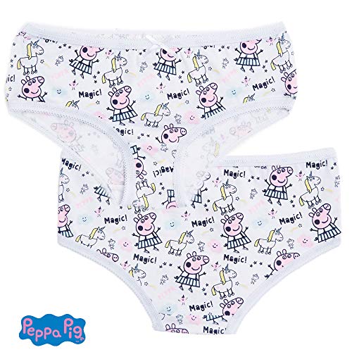 Peppa Pig Braguitas para Niñas Pack de 5 Bragas de Algodón Suave, Varios Diseños Unicornio Magico Arcoiris, Ropa Interior Niña Bebe Tallas 18 Meses- 6 Años, Regalos Niñas (2/3 Años)