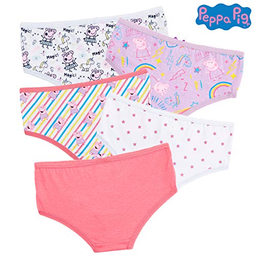 Peppa Pig Braguitas para Niñas Pack de 5 Bragas de Algodón Suave, Varios Diseños Unicornio Magico Arcoiris, Ropa Interior Niña Bebe Tallas 18 Meses- 6 Años, Regalos Niñas (2/3 Años)