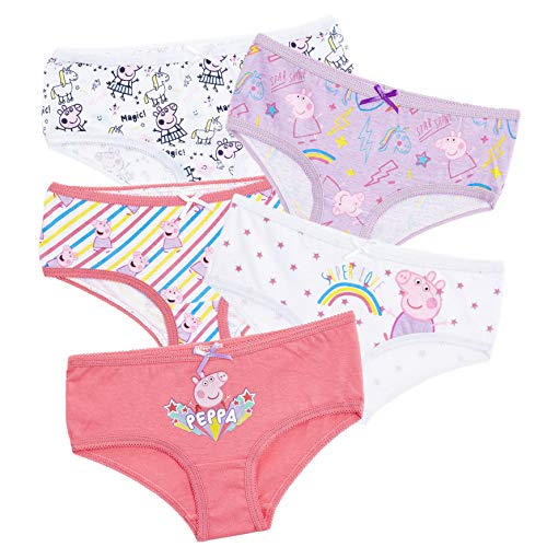 Peppa Pig Braguitas para Niñas Pack de 5 Bragas de Algodón Suave, Varios Diseños Unicornio Magico Arcoiris, Ropa Interior Niña Bebe Tallas 18 Meses- 6 Años, Regalos Niñas (2/3 Años)