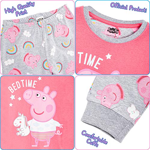 Peppa Pig Pijama para Niñas, Pijama Unicornio Niña de Manga Larga con Algodón Suave, Ropa Bebe Niña de Invierno Regalo Pepa Pig para Niños, Set de 2 Piezas Rosa (4/5 años)