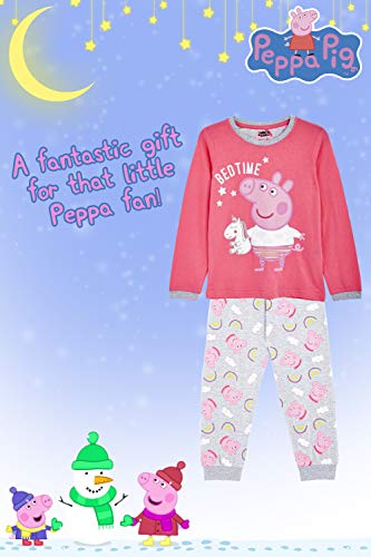 Peppa Pig Pijama para Niñas, Pijama Unicornio Niña de Manga Larga con Algodón Suave, Ropa Bebe Niña de Invierno Regalo Pepa Pig para Niños, Set de 2 Piezas Rosa (4/5 años)