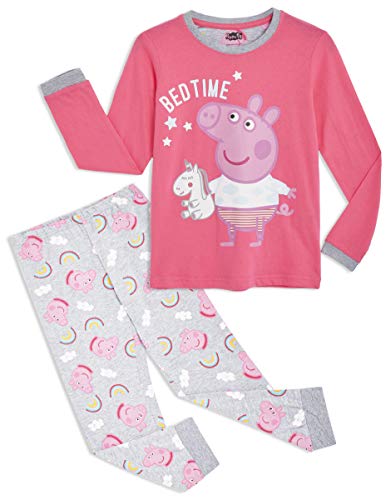 Peppa Pig Pijama para Niñas, Pijama Unicornio Niña de Manga Larga con Algodón Suave, Ropa Bebe Niña de Invierno Regalo Pepa Pig para Niños, Set de 2 Piezas Rosa (4/5 años)