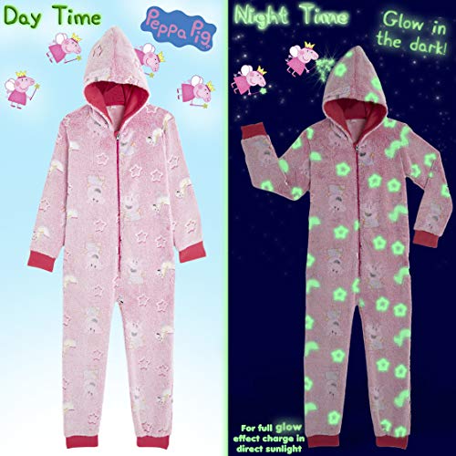 Peppa Pig Pijamas Enteros Rosa Diseño Peppa Unicornio Que Brilla En la Oscuridad Super Suaves, Ropa Niña Invierno, Disfraz Unicornio Niña, Pijama Mono Capucha, Regalos Unicornios Para Niñas (2-3 años)