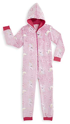 Peppa Pig Pijamas Enteros Rosa Diseño Peppa Unicornio Que Brilla En la Oscuridad Super Suaves, Ropa Niña Invierno, Disfraz Unicornio Niña, Pijama Mono Capucha, Regalos Unicornios Para Niñas (2-3 años)