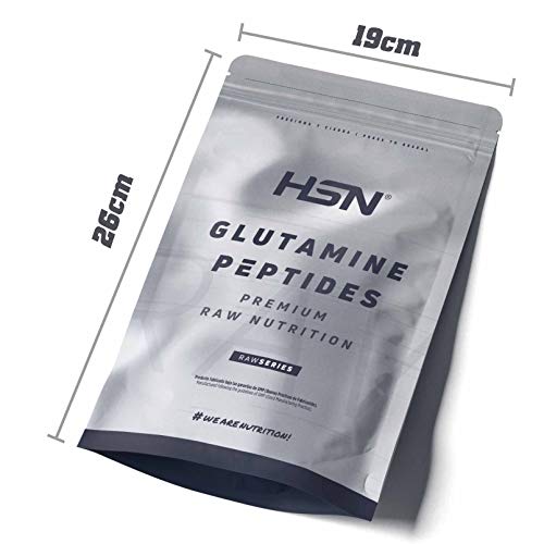 Péptidos de Glutamina de HSN | Máxima Biodisponibilidad y Mayor Asimilación, Recuperación Muscular Óptima, Salud Intestinal | Vegano, Sin Lactosa, Sin Sabor, 500 gr