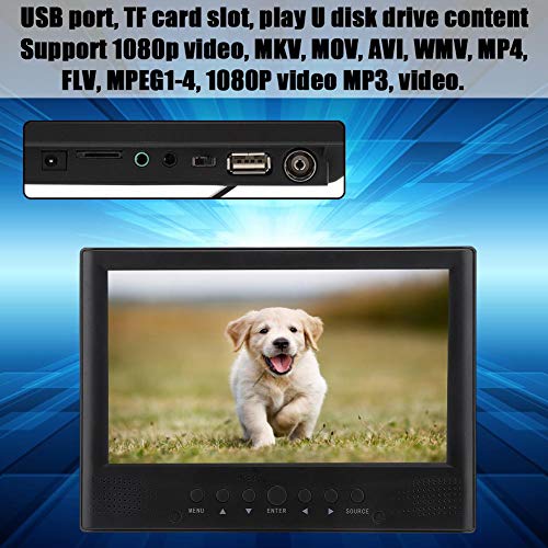 Pequeño Televisor LED Digital Portátil de 9 Pulgadas, Color TFT-LED DVB-T/T2 Pequeño Televisor con Puerto USB Ranura para Tarjeta TF para Coche, Caravana, Camping, Cocina al Aire Libre