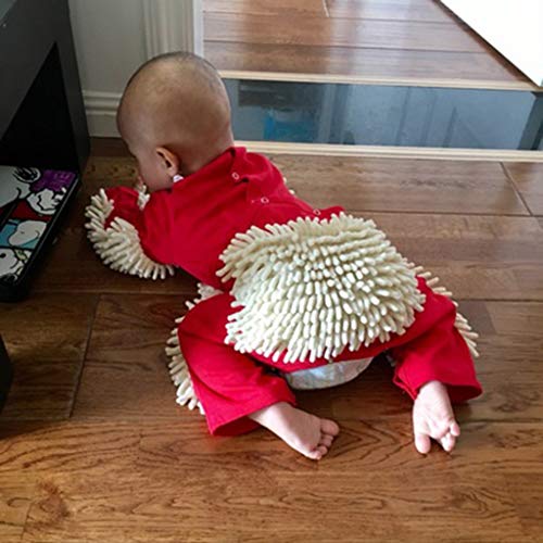perfeclan Baby Mop Romper Ropa De Gateo De Una Pieza Trajes De Limpieza De Pisos Para Bebés - Rojo + Beige, 85cm perfeclan Baby Mop Romper Ropa De Gateo De Una Pieza Trajes De Limpieza De Pisos Para Bebés - Rojo + Beige, 85cm