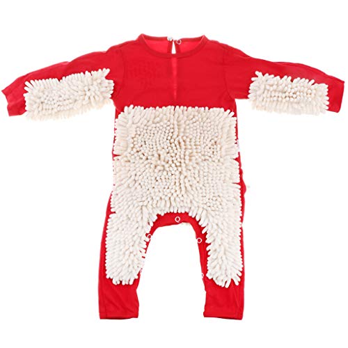 perfeclan Baby Mop Romper Ropa De Gateo De Una Pieza Trajes De Limpieza De Pisos Para Bebés - Rojo + Beige, 85cm perfeclan Baby Mop Romper Ropa De Gateo De Una Pieza Trajes De Limpieza De Pisos Para Bebés - Rojo + Beige, 85cm