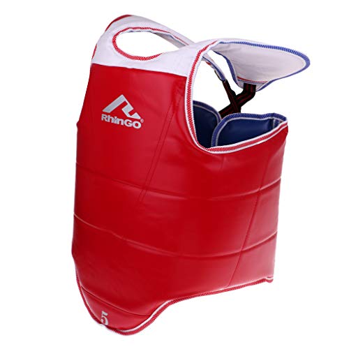 Perfeclan Boxeo Transpirable Protector De Pecho De Taekwondo Adultos Niños Cuerpo Cofre Cintura Guardia - Azul + Rojo, M