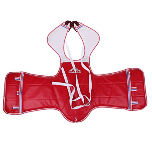 Perfeclan Boxeo Transpirable Protector De Pecho De Taekwondo Adultos Niños Cuerpo Cofre Cintura Guardia - Azul + Rojo, M