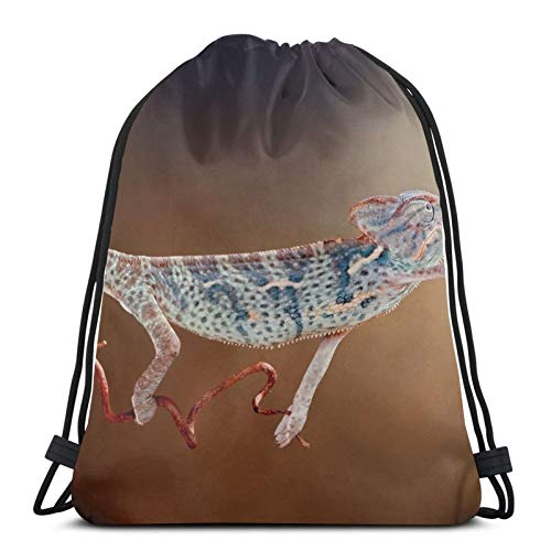 Perfect household goods Hameleon Makro Chameleon Mochila con cordón, ligera, gimnasio, viajes, yoga, bolsa de hombro para senderismo, natación, playa Perfect household goods Hameleon Makro Chameleon Mochila con cordón, ligera, gimnasio, viajes, yoga, bolsa de hombro para senderismo, natación, playa