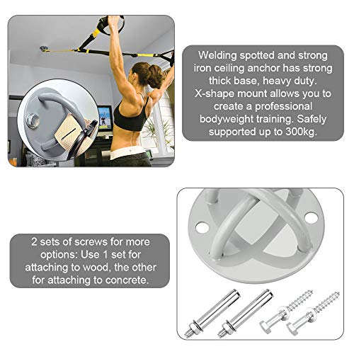 PERFETSELL Soporte Anclaje Trx Techo y Pared en X Anclaje para Pared Suspensión de Ganchos para Techo Entrenamiento en Suspensión Gancho Techo para TRX Saco de Boxeo Sillas, Carga: 300 kg + 4 Tonillos PERFETSELL Soporte Anclaje Trx Techo y Pared en X Anclaje para Pared Suspensión de Ganchos para Techo Entrenamiento en Suspensión Gancho Techo para TRX Saco de Boxeo Sillas, Carga: 300 kg + 4 Tonillos