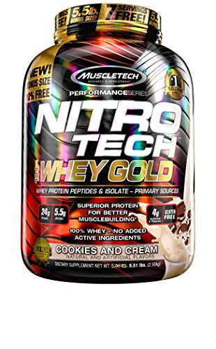 Performance Series Nitro-Tech 100% Whey Gold 5 lb (2270 g) Galletas y crema Performance Series Nitro-Tech 100% Whey Gold 5 lb (2270 g) Galletas y crema