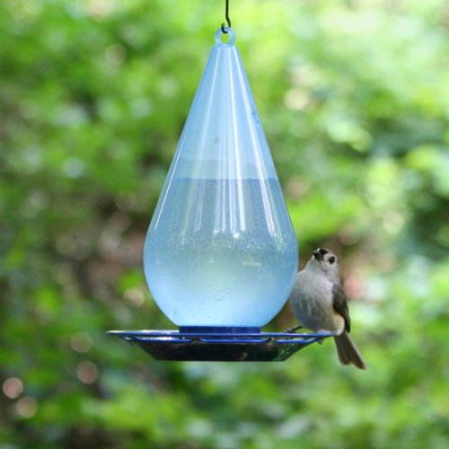 Perky-Pet Bebedero de Agua Fresca para los pájaros-Decoración Azul translúcida en Forma de Gota a Colgar en el jardín para abrevar los Aves en casa #781