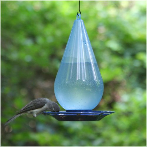 Perky-Pet Bebedero de Agua Fresca para los pájaros-Decoración Azul translúcida en Forma de Gota a Colgar en el jardín para abrevar los Aves en casa #781