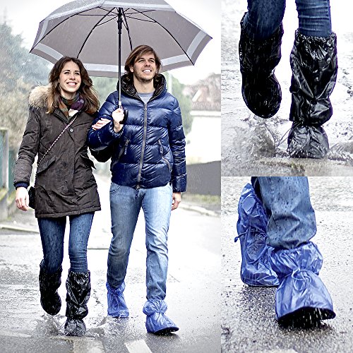 PERLETTI Cubrecalzado Impermeable de PVC - Resistente y Reutilizable - con Suela Antideslizante - galochas para Lluvia, Nieve y Fango - Modelo bajo - Negro (M (40-42), Negro)