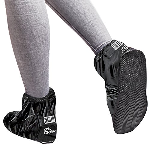 PERLETTI Cubrecalzado Impermeable de PVC - Resistente y Reutilizable - con Suela Antideslizante - galochas para Lluvia, Nieve y Fango - Modelo bajo - Negro (M (40-42), Negro)