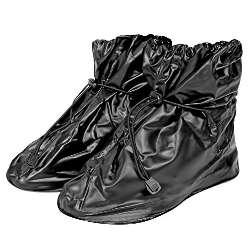 PERLETTI Cubrecalzado Impermeable de PVC - Resistente y Reutilizable - con Suela Antideslizante - galochas para Lluvia, Nieve y Fango - Modelo bajo - Negro (M (40-42), Negro)