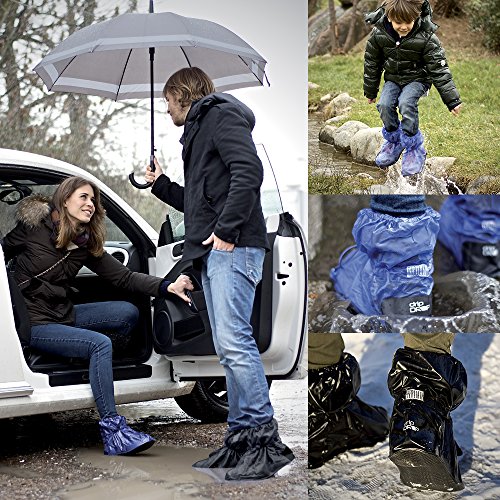 PERLETTI Cubrecalzado Impermeable de PVC - Resistente y Reutilizable - con Suela Antideslizante - galochas para Lluvia, Nieve y Fango - Modelo bajo - Negro (M (40-42), Negro)