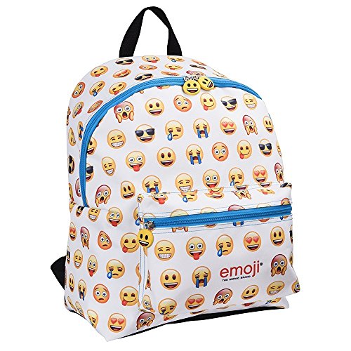 PERLETTI - Mochila Escolar Original Emoji Niña Niño con Bolsillo Frontal - Bolso Chica Chico Caritas Oficiales de WhatsApp - Cartera Juvenil de Viaje Escuela Colegio - 40x30x18 cm