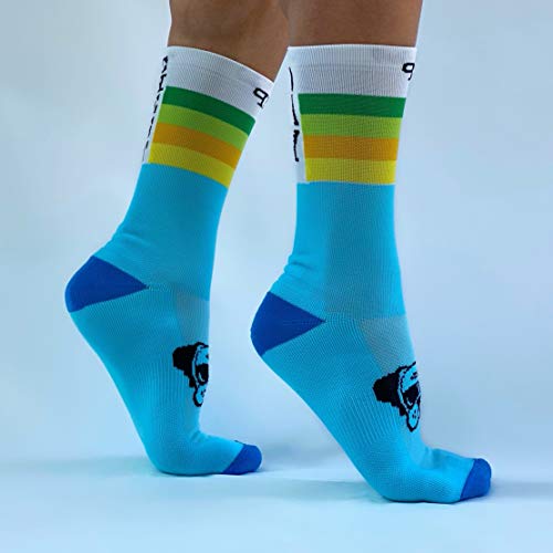 Perro Loco Calcetines Deportivos de Colores Altos para Gimnasio Gym. Tejido Coolmax. Edición Limitada. (Chest Day, 43-45)