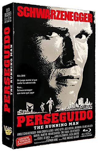 Perseguido BD 1987 The Running Man + DVD Extras VHS Retro + 8 Postales Edición Limitada y Numerada 1000 ejemplares [Blu-ray]