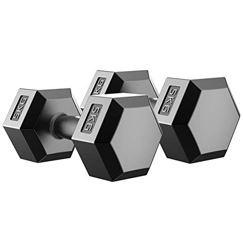 Pesas de Mano con Mancuernas hexagonales Equipo de Entrenamiento y Ejercicio para Entrenamientos en casa y Fitness Elija el Peso (2,5 kg, 5 kg, 7,5 kg, 10 kg),2.5kgx2