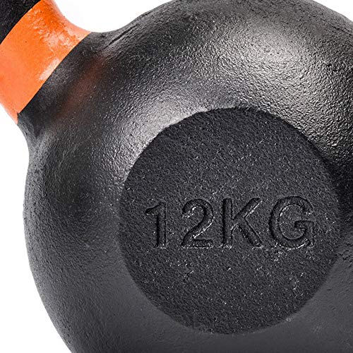 Pesas Rusas Kettlebell Hierro Fundido - Entrenamiento Fitness Pilates Gimnasio Culturismo - Ejercicio en Casa Entrenamiento de Fuerza - 4-20 kg (16 kg, Negro)