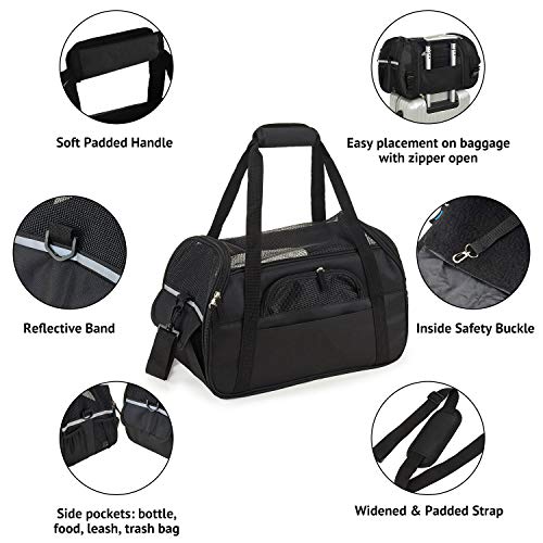 Petcomer Transportín para Perros Y Gatos Portador del Mascota Bolsa de Malla Transpirable de Viaje Bolso de Hombro(Negro, L 48x25x33cm) Petcomer Transportín para Perros Y Gatos Portador del Mascota Bolsa de Malla Transpirable de Viaje Bolso de Hombro(Negro, L 48x25x33cm)