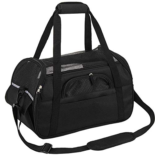 Petcomer Transportín para Perros Y Gatos Portador del Mascota Bolsa de Malla Transpirable de Viaje Bolso de Hombro(Negro, L 48x25x33cm) Petcomer Transportín para Perros Y Gatos Portador del Mascota Bolsa de Malla Transpirable de Viaje Bolso de Hombro(Negro, L 48x25x33cm)