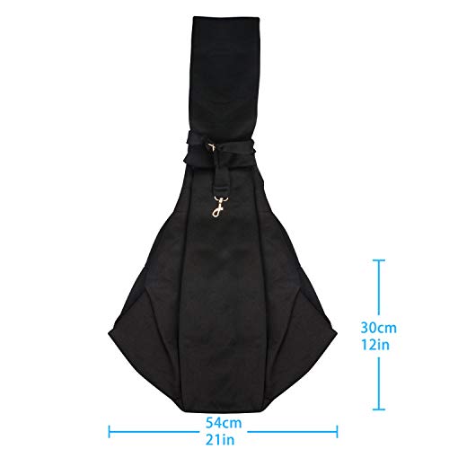 PETLOFT Bolso Bandolera Transportín, Reversible Bolso Porta Mascotas Sling, No Ajustable Bolsa de Hombro Cruzada para Perro con Gancho de Collar para Perros/Gatos/Conejos de hasta 11 Libras - Negro PETLOFT Bolso Bandolera Transportín, Reversible Bolso Porta Mascotas Sling, No Ajustable Bolsa de Hombro Cruzada para Perro con Gancho de Collar para Perros/Gatos/Conejos de hasta 11 Libras - Negro