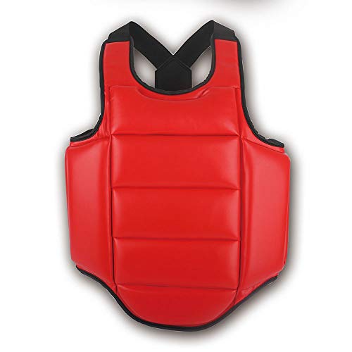 Peto Boxeo Karate Taekwondo Armadura del Pecho Protector Engranaje Hombres y Mujeres Adultos Niños protección Formación Gear Protector Karate Body Armor (Color : Red, Size : M)