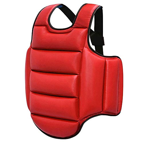 Peto Boxeo Karate Taekwondo Armadura del Pecho Protector Engranaje Hombres y Mujeres Adultos Niños protección Formación Gear Protector Karate Body Armor (Color : Red, Size : M)