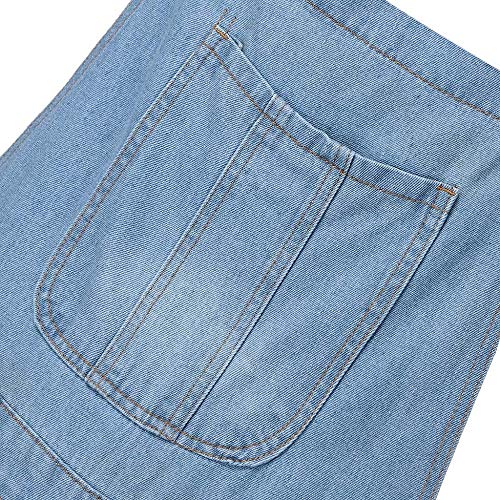 Petos de Pantalones Vaqueros de Mono para Hombre Jumpsuit Casual Bolsillo Babero pantalón con Peto Tirante Overol de Jeans Pantalones de Mezclilla para Trabajos (3XL(EU=84), Azul Claro)