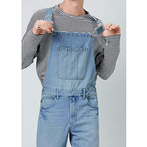 Petos de Pantalones Vaqueros de Mono para Hombre Jumpsuit Casual Bolsillo Babero pantalón con Peto Tirante Overol de Jeans Pantalones de Mezclilla para Trabajos (3XL(EU=84), Azul Claro)