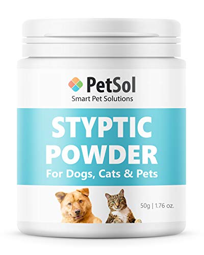 PetSol Hemostático en Polvo para Perros, Gatos, Aves y Mascotas Ayuda con Sangrado rápido Causada por Clavos, Cortes, Higiene - Cuidado de Las uñas, Primeros Auxilios y Protector de la Piel (50 g)