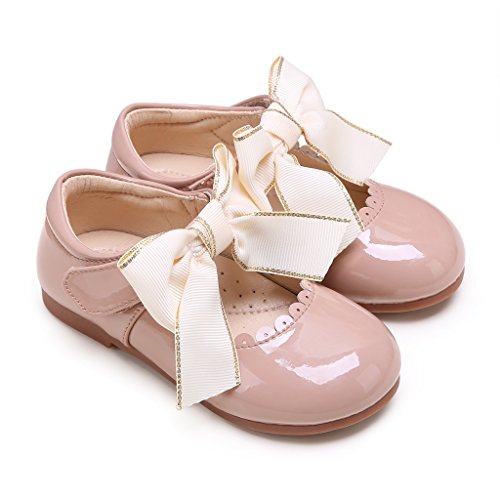 Pettigirl Niñas Bowknot Plana Princesa del Bautizo Nupcial Fiesta Antideslizante Zapatos Escolares Mary Jane, Camello,23