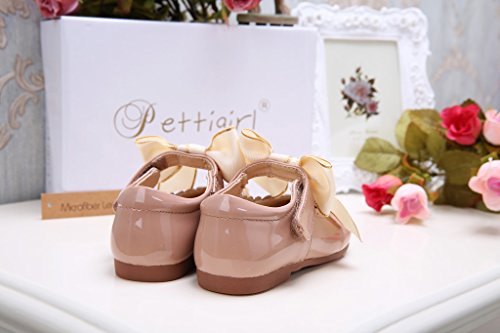 Pettigirl Niñas Bowknot Plana Princesa del Bautizo Nupcial Fiesta Antideslizante Zapatos Escolares Mary Jane, Camello,23