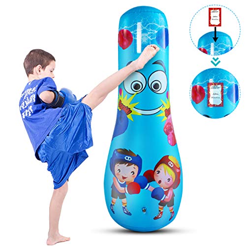 Petyoung Saco de Boxeo Inflable para Los Tipos 47 Juguete de Boxeo de Pie para Niños Saco de Boxeo para Niños Y Niñas Ejercicio para Aliviar El Estrés