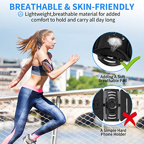 PEYOU Brazalete Movil Running, Desmontable Brazalete Deportivo para Correr con Rotación de 360°, Compatible 4 ''-6.5'' como iPhone 12/11/XR/X/XS/8/7/8Plus/7Plus, con Soporte para Llave, hasta 6,5"